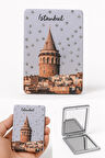 Anılarla Dolu İstanbul Hatırası Işıltılı Taşlı Galata Kulesi Katlanabilir Mini Makyaj Cep Aynası