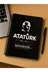 Atatürk İzindeyiz Temalı Spiral Kareli Öğrenci ve Ofis Kullanımı İçin Uygun Defter 80 Yaprak