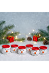 YeniYıl Yılbaşı Dekoru İçin 6’lı Noel Kardan Adam Figürlü Dekoratif El Yapımı Mini Mumluk Seti 5 CM