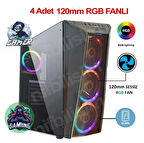 Nif Bilişim 4 Adet RGB Işıklı Fanlı Oyuncu Gamer Bilgisayar Kasası Temper Camlı PSU Hariç