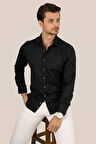 Siyah Kahve Düğmeli Slimfit Erkek Gömlek