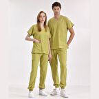 Jogger Lüks Kaliteli Likralı Doktor Hemşire Forması Scrubs Antep Fıstığı