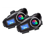 2 ADET Q58-MAX Radyolu Telsiz Özellikli 2 Kişi Bağlantılı Bluetooth Kask Kulaklık Ekranlı Fenerli Müzik ve Intercom