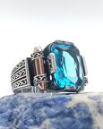 925 Ayar Gümüş Aqua Baget Taşlı "Şah Cihan" Yüzüğü