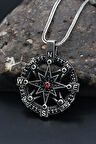Kutup Yıldızlı Pusula 925 Ayar Erkek Gümüş Kolye Zincir