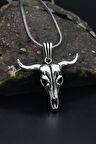 Boğa Motifli Gümüş Kolye Zincir 925 Ayar