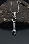 Çatal  Anahtarı Tasarımlı Gümüş Kolye Zincir 925 Ayar
