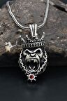 Kral Taçlı Goril Gümüş Kolye Zincir 925 Ayar