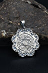 Çift Taraflı Hz. Süleyman Mührü ve Allah Yazılı Kolye Ucu 925 Ayar Gümüş