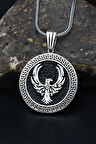 Anka kuşu Figürlü Grek Desenli 925 Ayar Gümüş Kolye Zincir 901145