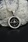 925 Ayar Erkek Gümüş Kolye Zincir Kutup Yıldızlı Pusula 901560