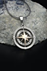 Kutup Yıldızlı Pusula 925 Ayar Gümüş Kolye Zincir 901568