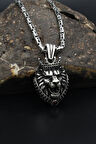 Kral Taclı Aslan Figürlü 925 Ayar Erkek Gümüş Kolye Kral Zincir 2Mm 901584