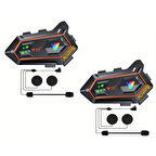 2 ADET Y20 2X 1000m Telsiz Mesafeli Özellikli 2 Kişi Bağlantılı Bluetooth Kask Kulaklık Ekranlı Fenerli Mü