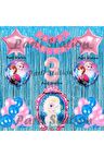 Frozen Elsa Balon Set 3 Yaş Karlar Ülkesi Frozen Elsa Mavi Konsept Doğum Günü Parti Balon Set