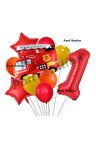 Itfaiye 1 Yaş Balon Set Fireman Folyo Balon Set İtfaiye Konsept Doğum Günü Set