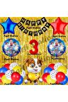 Paw Patrol Balon Set 3 Yaş Paw Petrol Rubble Kırmızı Konsept Doğum Günü Parti Folyo Balon Seti