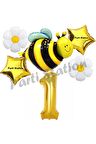 Bee Arı ve Papatya Konsept 1 Yaş Balon Set Arı Balon ve Gold Rakam Balon Doğum Günü Balon Set