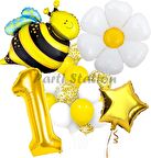 Bee Arı ve Papatya Konsept 1 Yaş Balon Set Bee Arı ve Papatya Tema Parti Doğum Günü Parti Balon Set