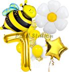 Bee Arı ve Papatya Konsept 7 Yaş Balon Set Bee Arı ve Papatya Tema Parti Doğum Günü Parti Balon Set