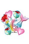 Küçük Deniz Kızı Ariel 6 Yaş Balon Set Little Mermaid Balloon Set Deniz Kızı Ariel Doğum Günü Set