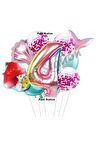 Küçük Deniz Kızı Ariel 4 Yaş Balon Set Little Mermaid Balloon Set Deniz Kızı Ariel Doğum Günü Set
