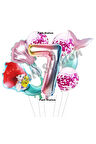 Küçük Deniz Kızı Ariel 1 Yaş Balon Set Little Mermaid Balloon Set Deniz Kızı Ariel Doğum Günü Set