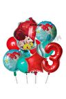 Deniz Kızı Ariel 3 Yaş Kırmızı Renk Balon Set Little Mermaid Balloon Deniz Kızı Ariel Doğum Günü Set