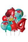 Deniz Kızı Ariel 4 Yaş Kırmızı Renk Balon Set Little Mermaid Balloon Deniz Kızı Ariel Doğum Günü Set