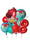 Deniz Kızı Ariel 8 Yaş Kırmızı Renk Balon Set Little Mermaid Balloon Deniz Kızı Ariel Doğum Günü Set