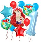 Disney Prensesi Deniz Kızı Prenses Ariel Konsept 1 Yaş Doğum Günü Balon Set Aquaman Ariel Balon Set