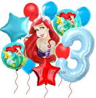Disney Prensesi Deniz Kızı Prenses Ariel Konsept 3 Yaş Doğum Günü Balon Set Aquaman Ariel Balon Set