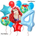 Disney Prensesi Deniz Kızı Prenses Ariel Konsept 4 Yaş Doğum Günü Balon Set Aquaman Ariel Balon Set
