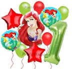 Disney Prensesi Deniz Kızı Prenses Ariel Konsept 1 Yaş Doğum Günü Balon Set Aquaman Ariel Balon Set