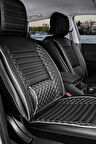 Volkswagen Golf Mk 7 2012-2019 Uyumlu Lüx Deri Oto Koltuk Kılıfı Ön Arka Takım Saturn SİYAH BEYAZ