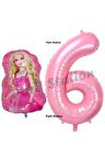Balon Konsept 6 Yaş Balon Set Pembe Rakam Balon Doğum Günü Balon Set