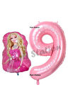 Barbie Balon Konsept 3 Yaş Balon Set Barbie ve Pembe Rakam Balon Doğum Günü Balon Set
