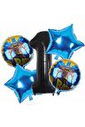 Batman 1 Yaş Balon Set Yıldız Balon Folyo Set Konsept Doğum Günü Set Yaş Balon Set