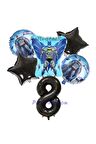 Siyah Rakam Balonlu Yarasa Batman Konsept 8 Yaş Doğum Günü Parti Balon Set Batman Tema Parti Set