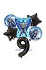 Siyah Rakam Balonlu Yarasa Batman Konsept 9 Yaş Doğum Günü Parti Balon Set Batman Tema Parti Set