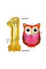 Woodland Baykuş Konsept 9 Yaş Balon Set Sevimli Baykuş Owl ve Gold Rakam Balon Doğum Günü Balon Set