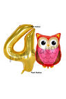 Woodland Baykuş Konsept 9 Yaş Balon Set Sevimli Baykuş Owl ve Gold Rakam Balon Doğum Günü Balon Set
