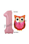 Woodland Baykuş Konsept 9 Yaş Balon Set Sevimli Baykuş Owl ve Pembe Rakam Balon Doğum Günü Balon Set