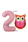 Woodland Baykuş Konsept 9 Yaş Balon Set Sevimli Baykuş Owl ve Pembe Rakam Balon Doğum Günü Balon Set