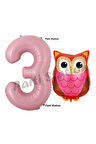 Woodland Baykuş Konsept 9 Yaş Balon Set Sevimli Baykuş Owl ve Pembe Rakam Balon Doğum Günü Balon Set