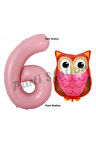 Woodland Baykuş Konsept 9 Yaş Balon Set Sevimli Baykuş Owl ve Pembe Rakam Balon Doğum Günü Balon Set