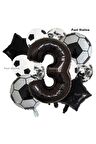 Siyah Beyaz Konsept 3 Yaş Doğum Günü Balon Set Siyah Beyaz Futbol Tema Doğum Günü Balon Set