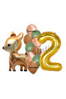 Woodland Geyik Balon 4 Yaş Balon Set Sevimli Ceylan Balon ve Gold Rakam Balon Doğum Günü Set
