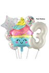 Dondurma Cupcake Konsept 3 Yaş Doğum Günü Balon Set İce Cream Cupcake Şef Tema Doğum Günü Balon Set
