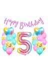 Happy Birthday Rengarenk 5 Yaş Balon Set Yıldız Balon Folyo Set Konsept Doğum Günü Set Yaş Balon Set